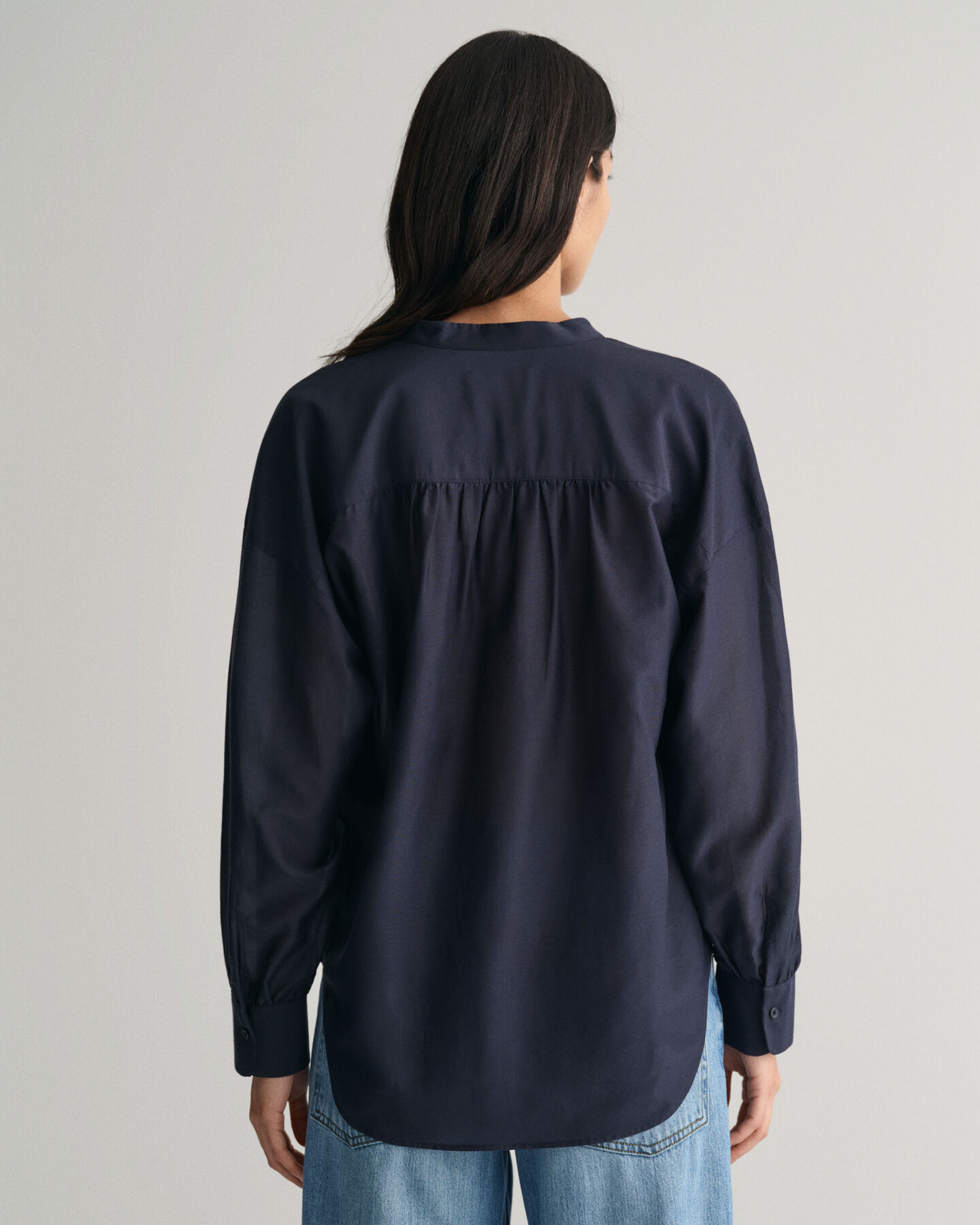 Bluse af bomuld og silke