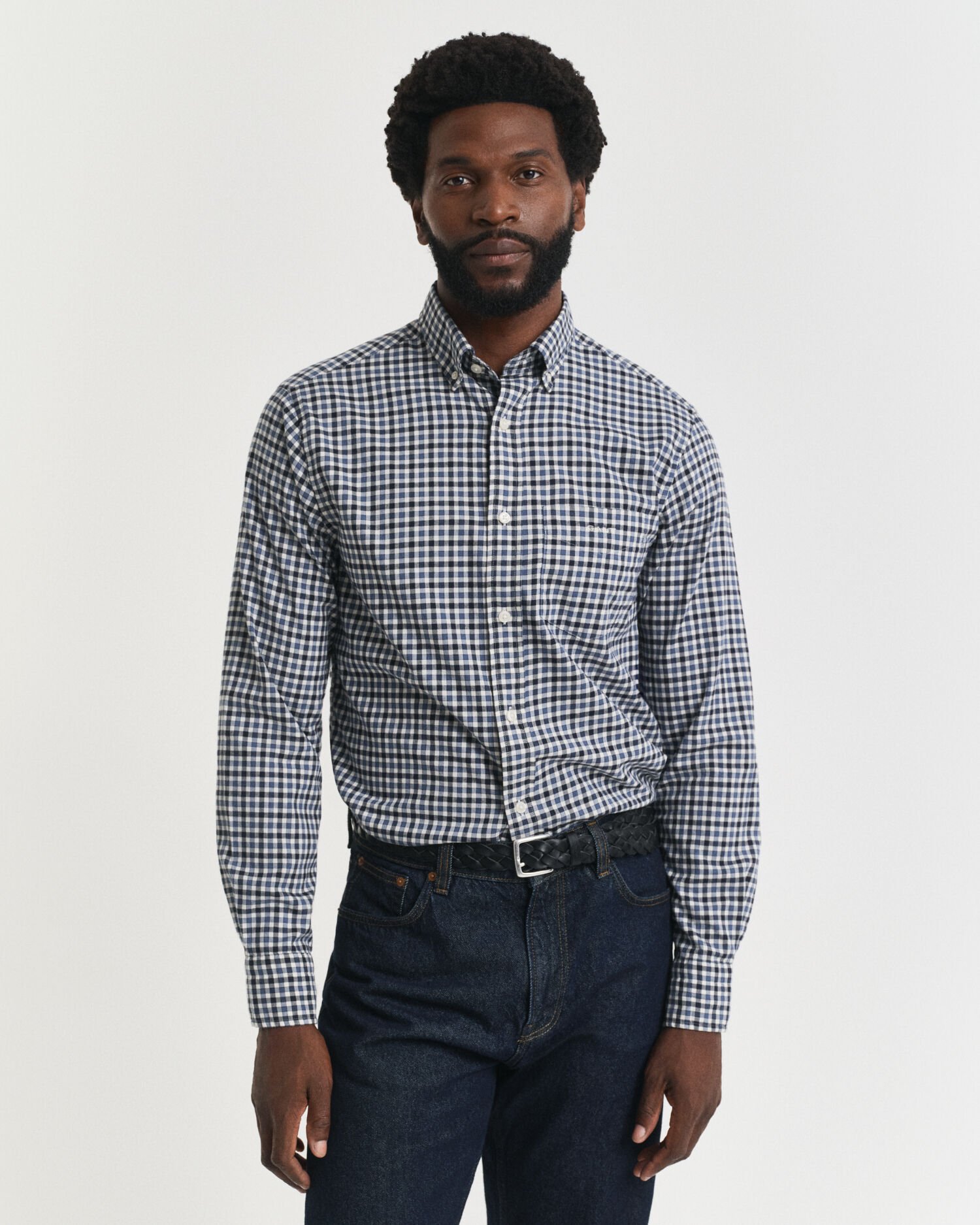 Regular fit gingham skjorte af twill