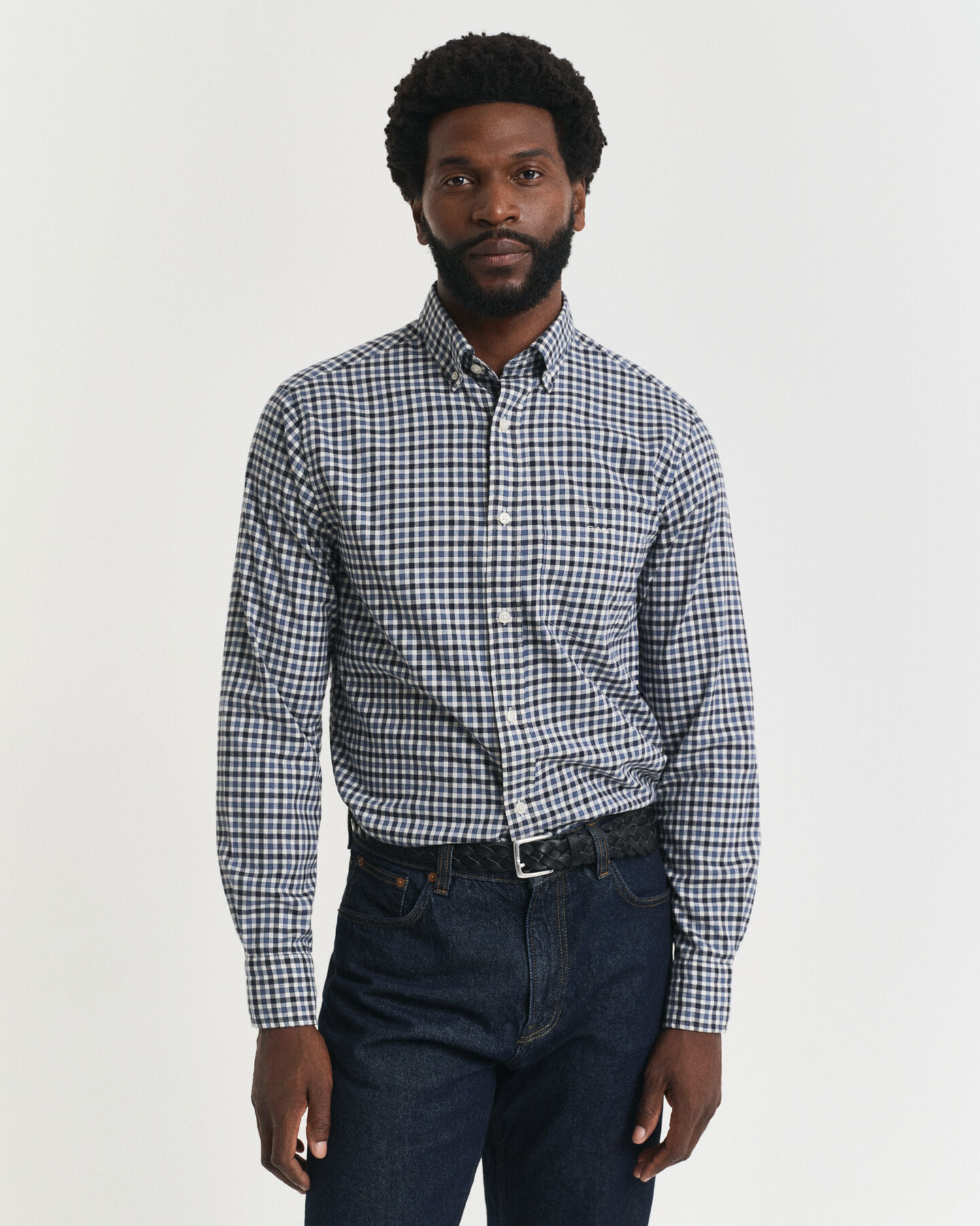 Regular fit gingham skjorte af twill