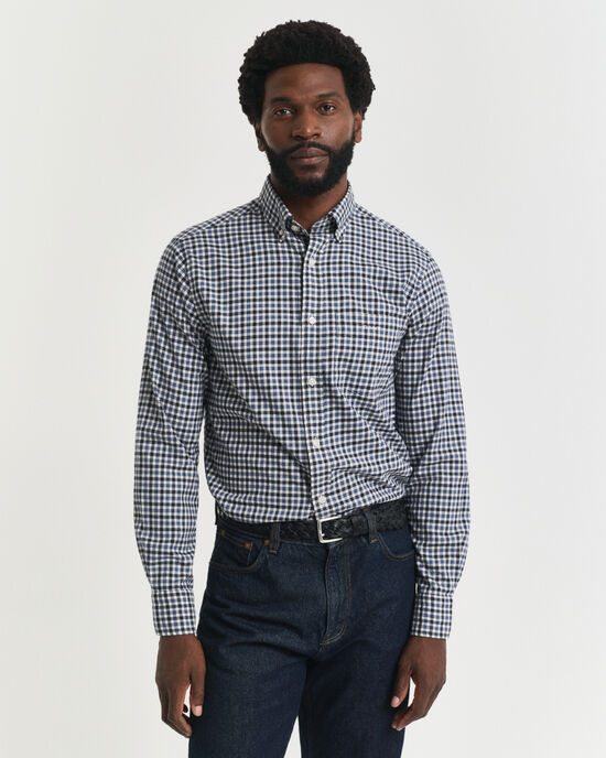 Regular fit gingham skjorte af twill