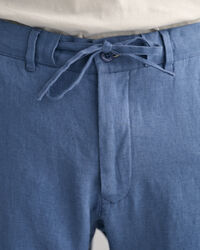 Relaxed fit hørbukser med løbesnor