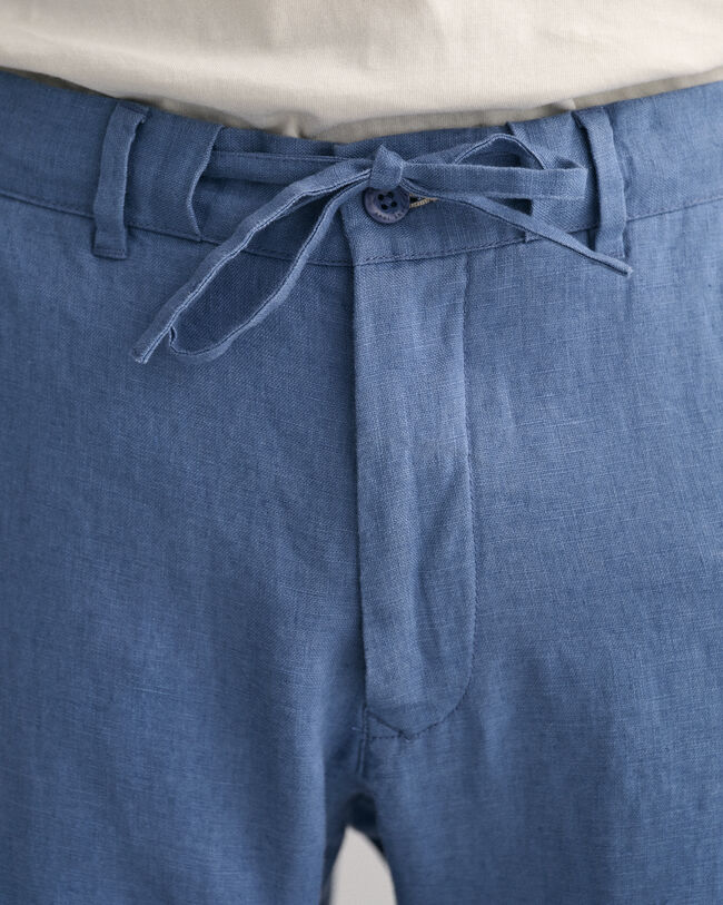 Relaxed fit hørbukser med løbesnor