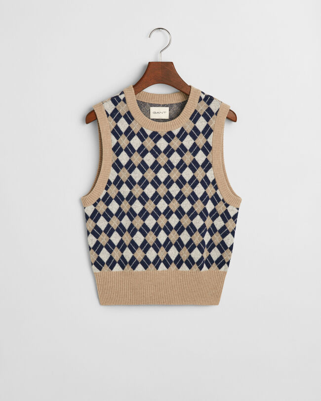 Argyle sweater-vest med crewneck