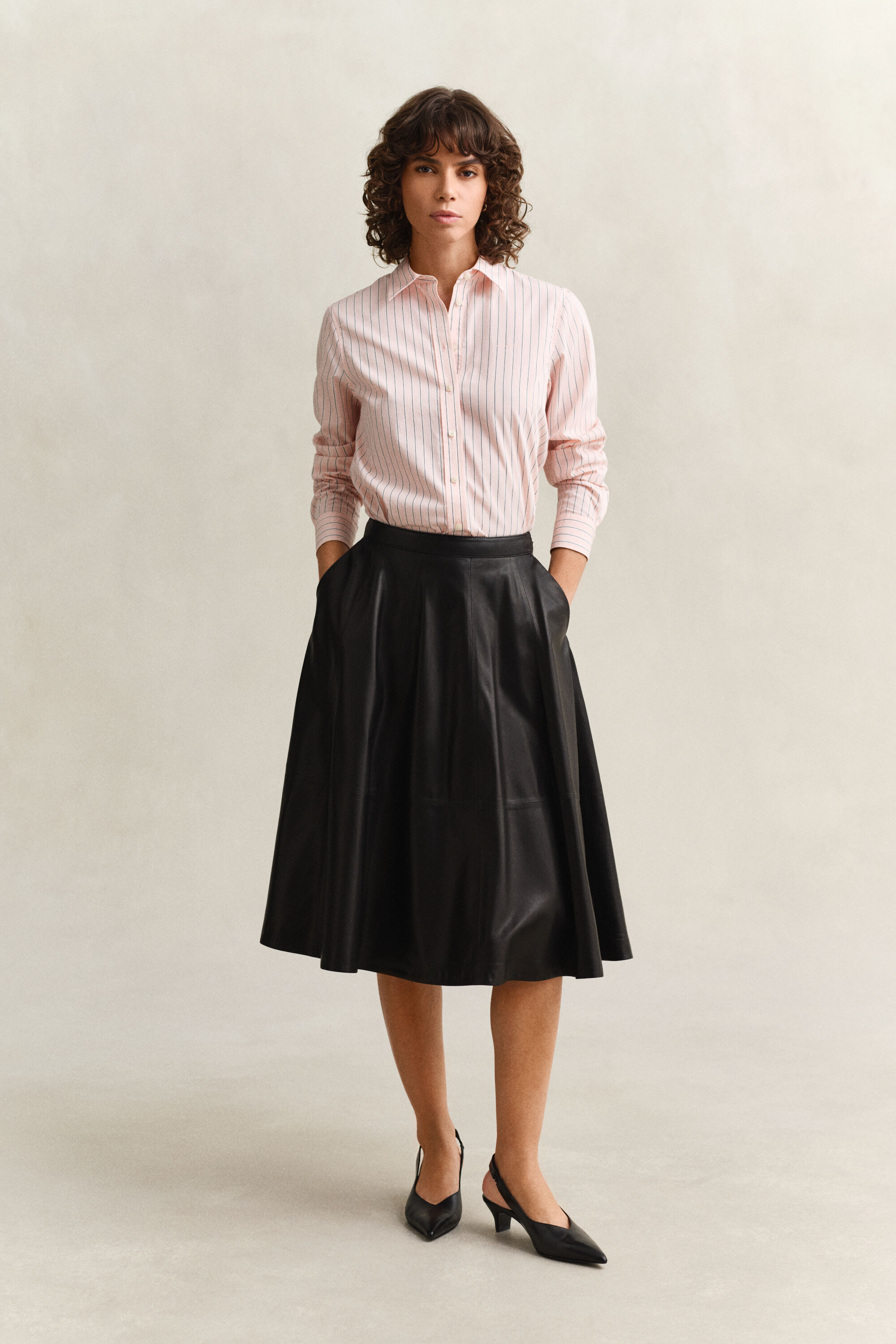 Regular fit klassisk stribet poplin-skjorte