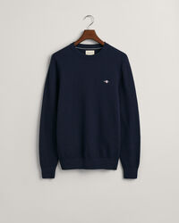Mikro-tekstureret crewneck sweater af bomuld