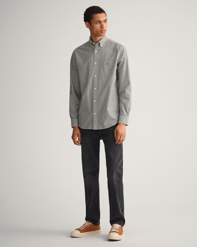 Regular fit stribet t&aelig;tv&aelig;vet skjorte