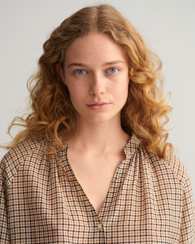 Ternet bluse af bomuld og silke