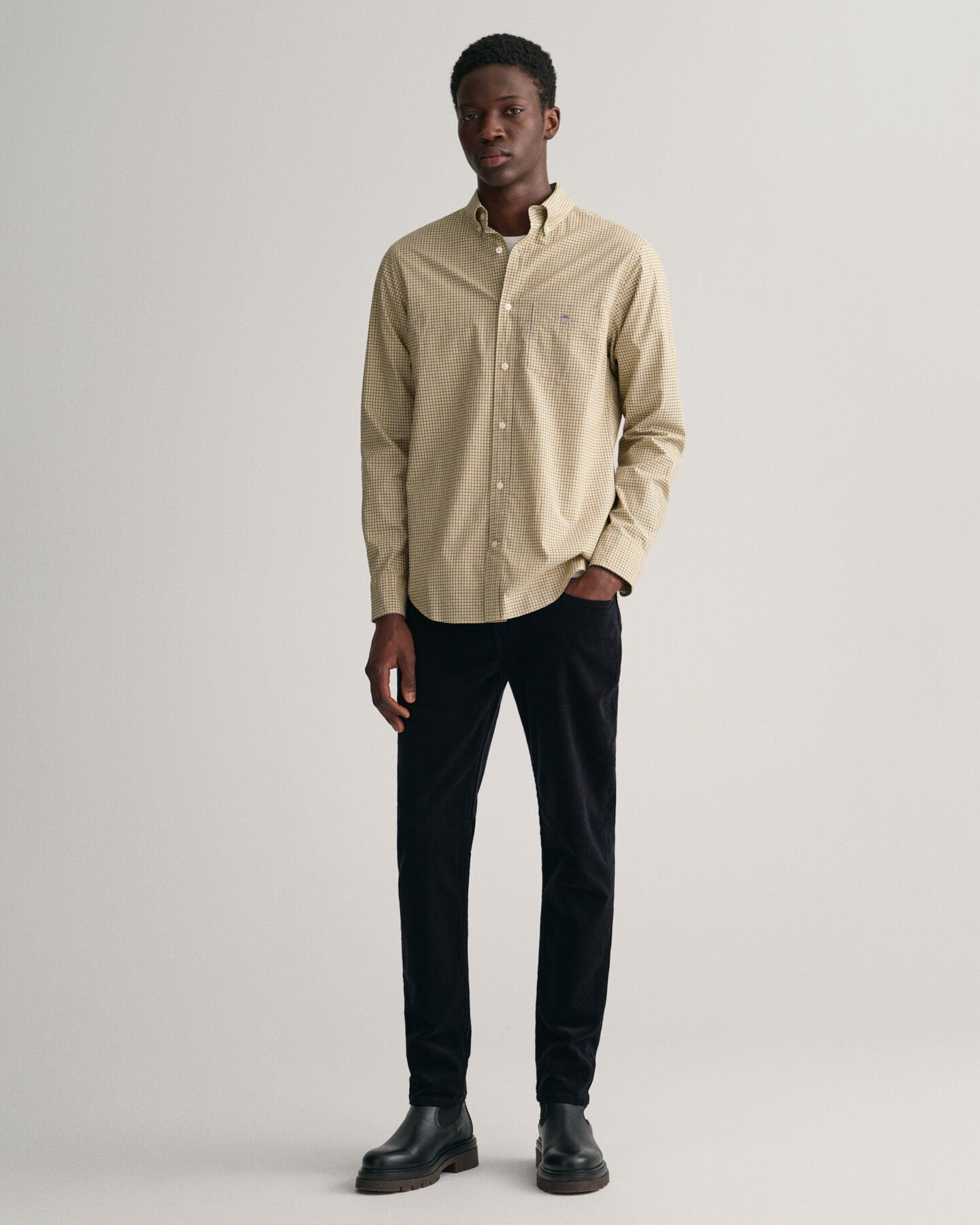 Regular fit poplin-skjorte med mikrotern