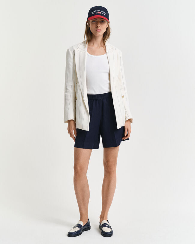 Relaxed fit pull-on shorts i hørblanding