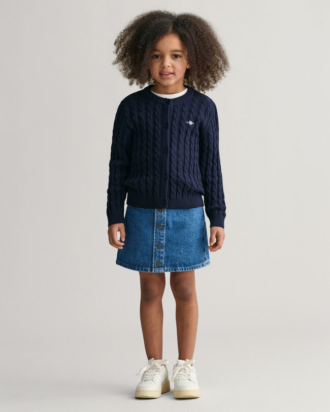 Girls Shield cardigan af bomuld med kabelstrik