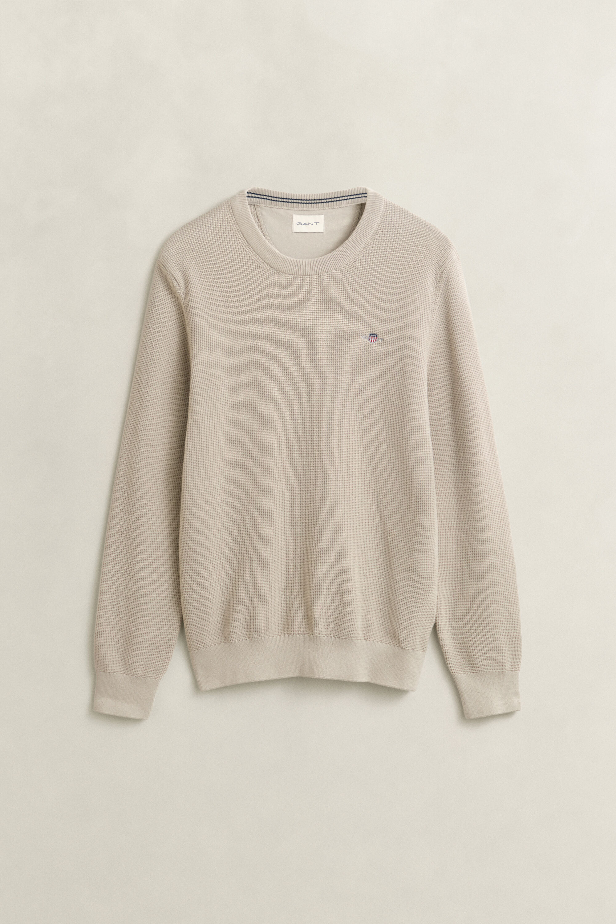 Tekstureret crewneck sweater af bomuld