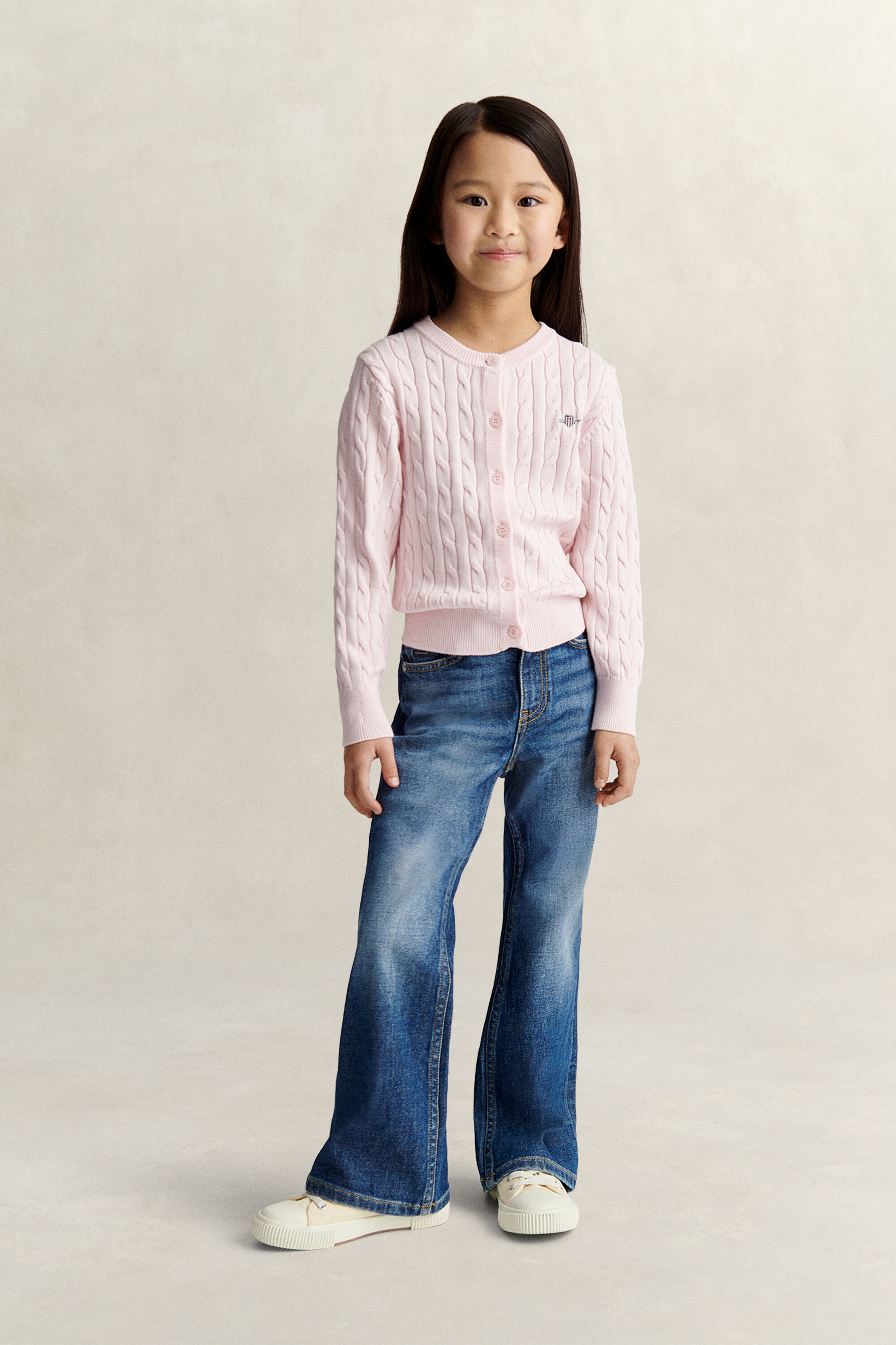 Girls Shield cardigan med kabelstrik