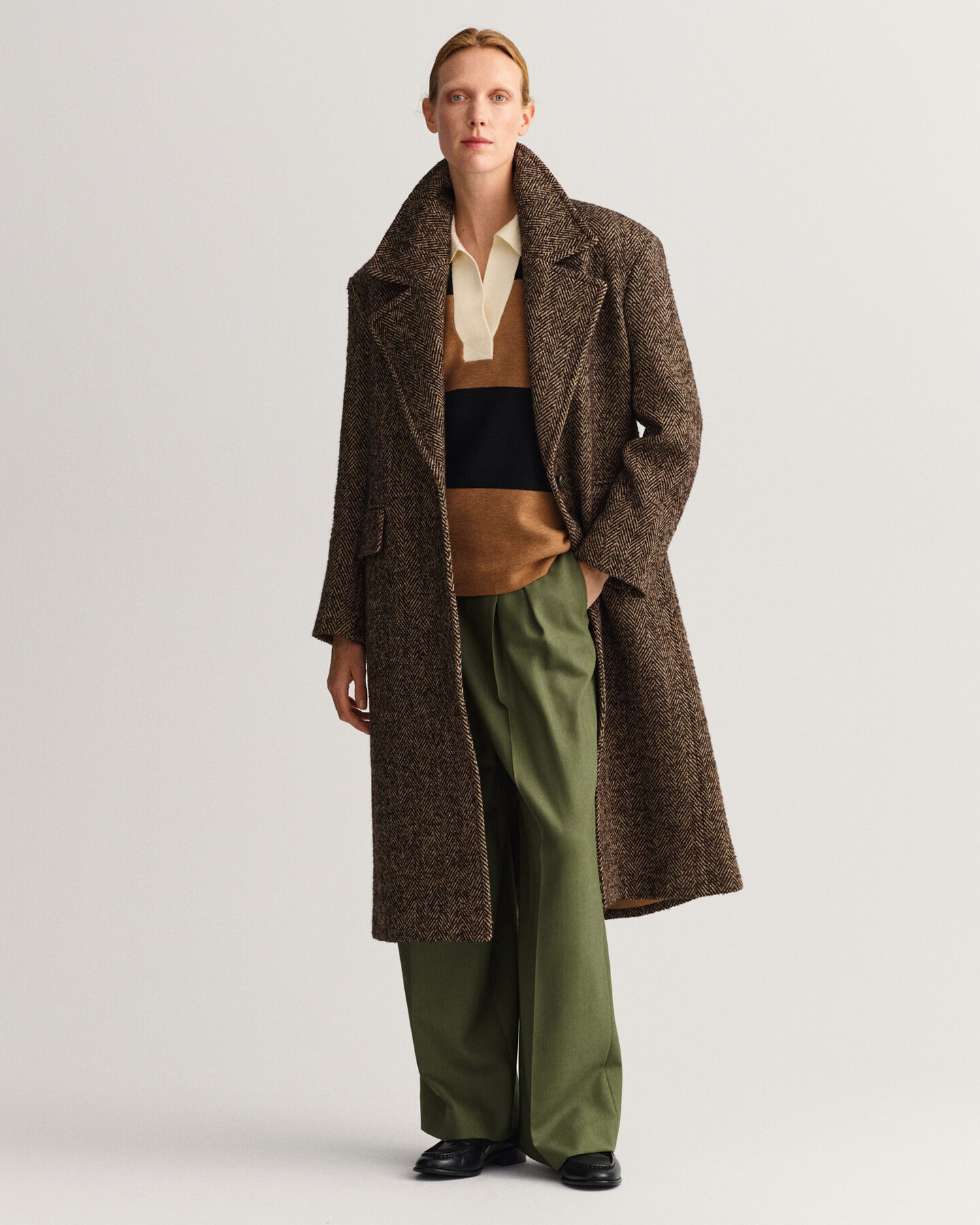 Sildebensmønstret overfrakke