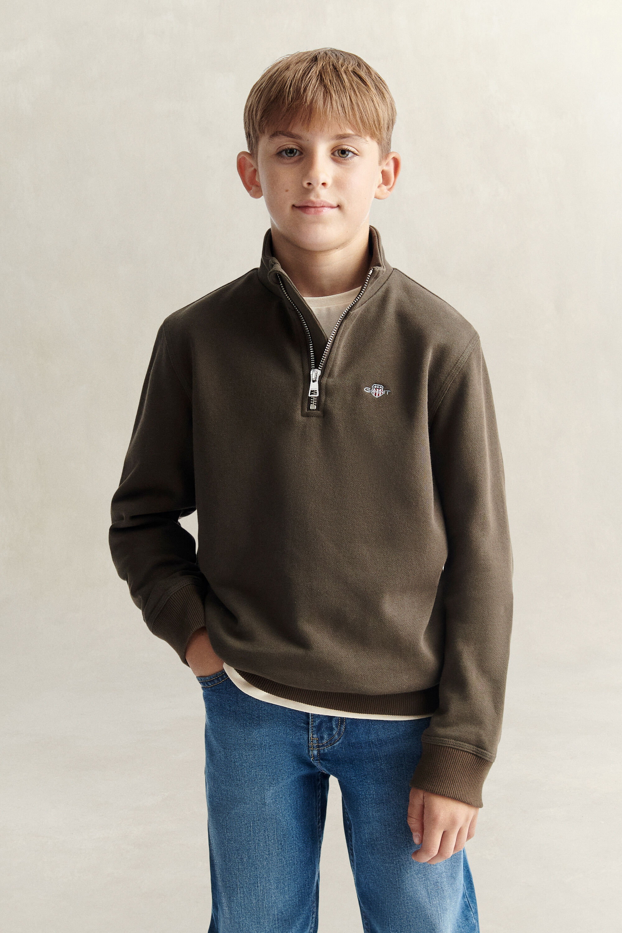 Teen Boys Shield sweatshirt med halv lynlås