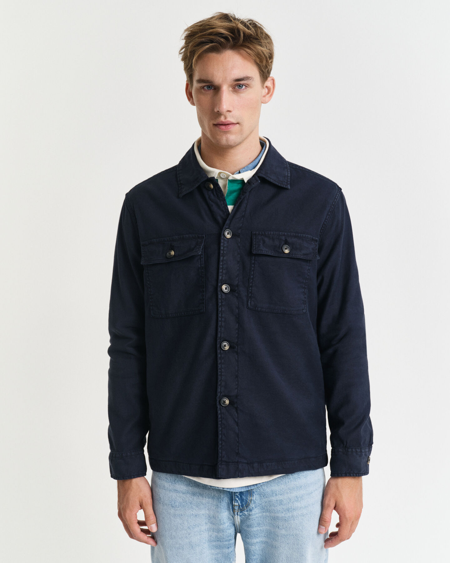 Regular fit overskjorte af bomuld og hør