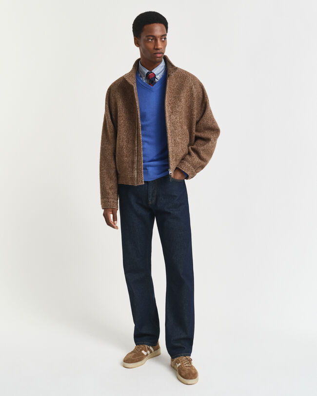 Sweater med V-hals af ekstra fin lammeuld