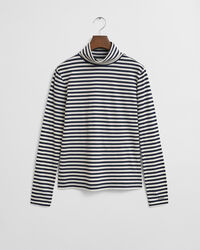 Let stribet top i bomuld med rullekrave