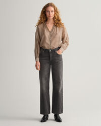 Ternet bluse af bomuld og silke