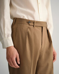 Jakkesæt-bukser af flannel med brede ben