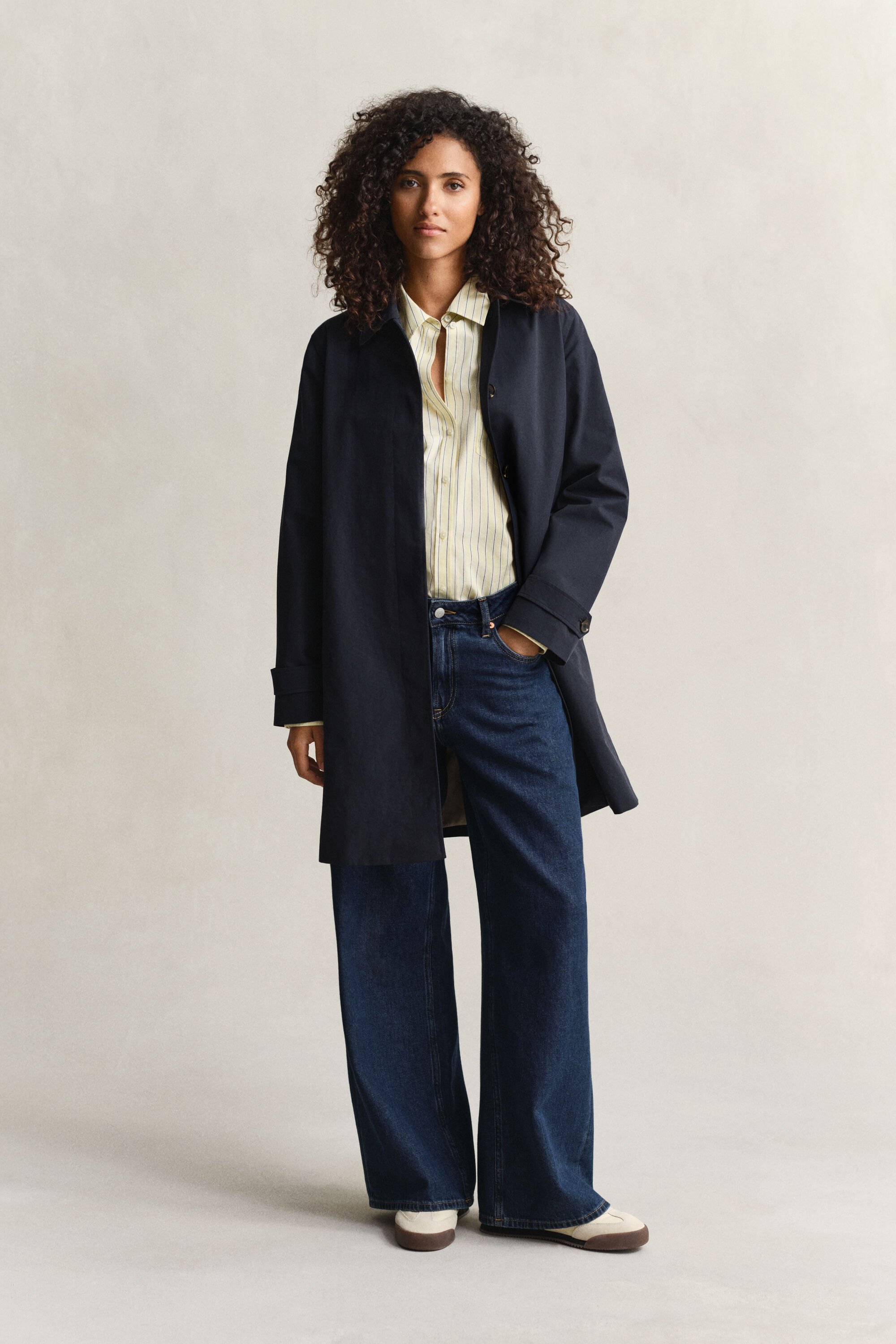 Relaxed fit poplin skjorte med striber