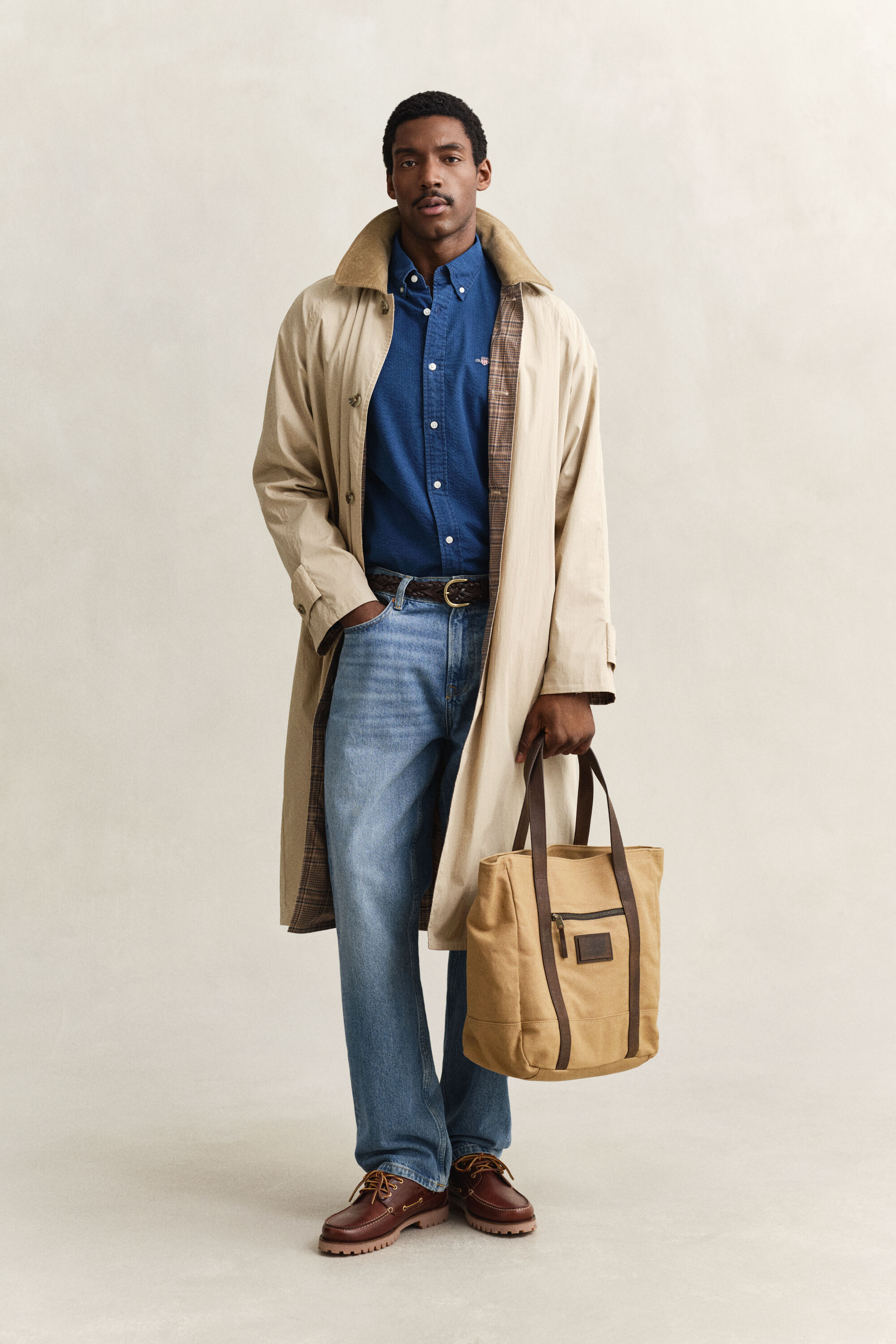 Indigo seersucker-skjorte