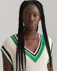 Stribet vest i ribstrik