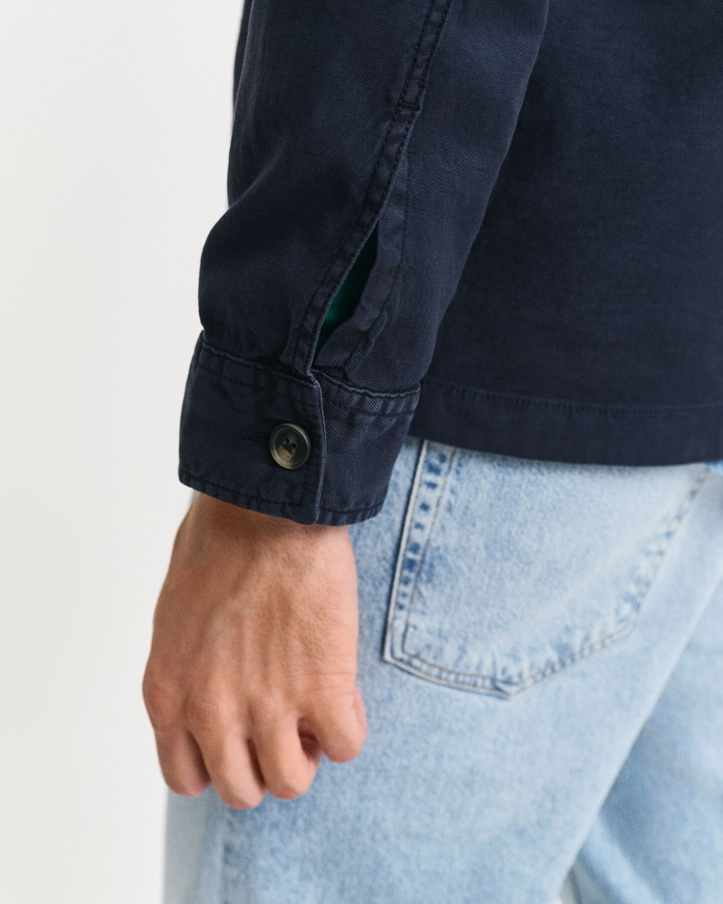 Regular fit overskjorte af bomuld og hør