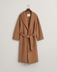 Håndsyet frakke med bælte