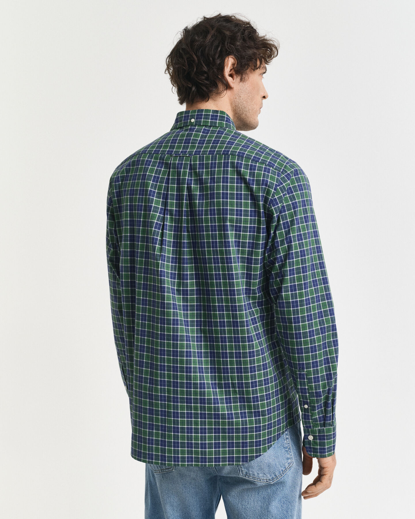 Regular fit klassisk poplin-skjorte med tern
