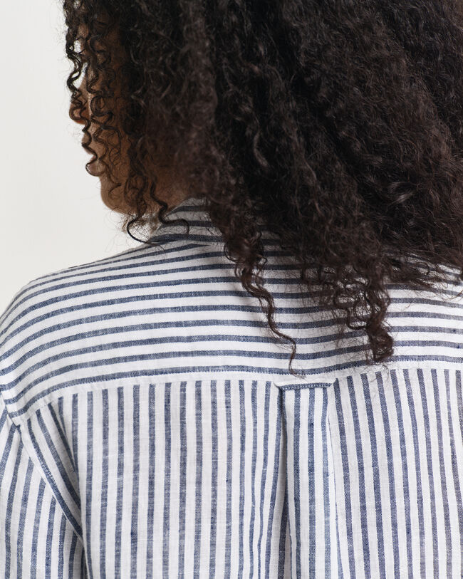 Regular fit stribet skjorte af hør