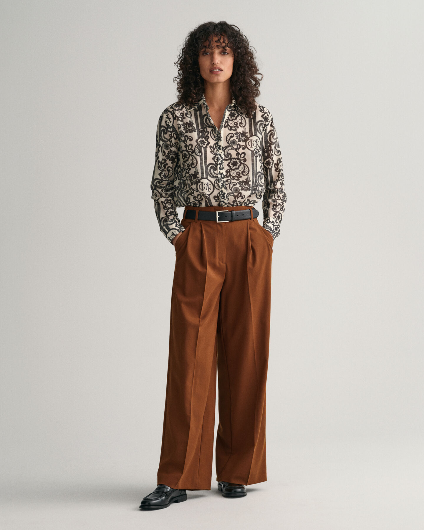 Relaxed fit Lace Print bomuldssilkeskjorte
