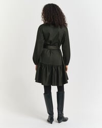 Kjole i bomuldssatin med lange ærmer