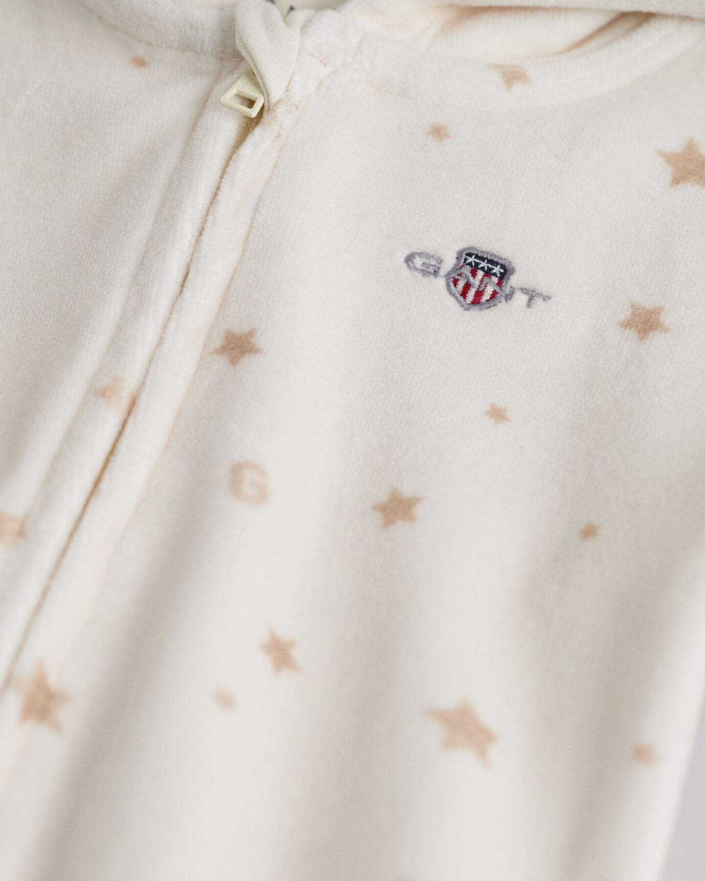 Baby heldragt i velour med tryk