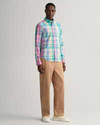 Regular fit farverig madras-skjorte