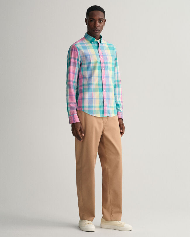Regular fit farverig madras-skjorte