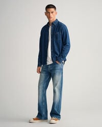 Slim fit denim-skjorte