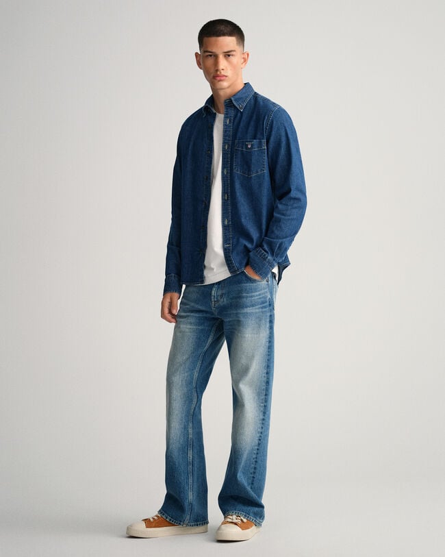 Slim fit denim-skjorte