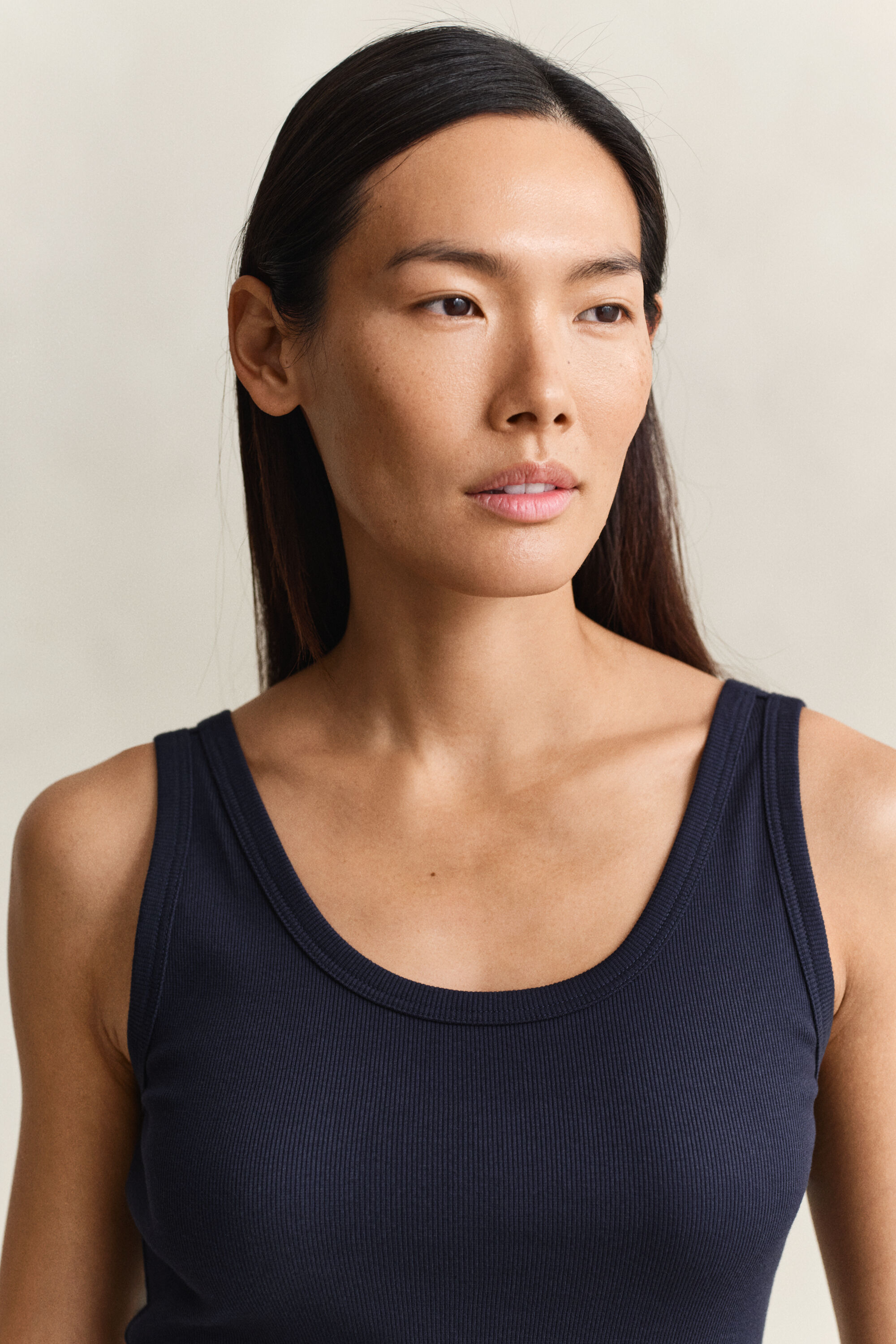 Ribstrikket tank-top