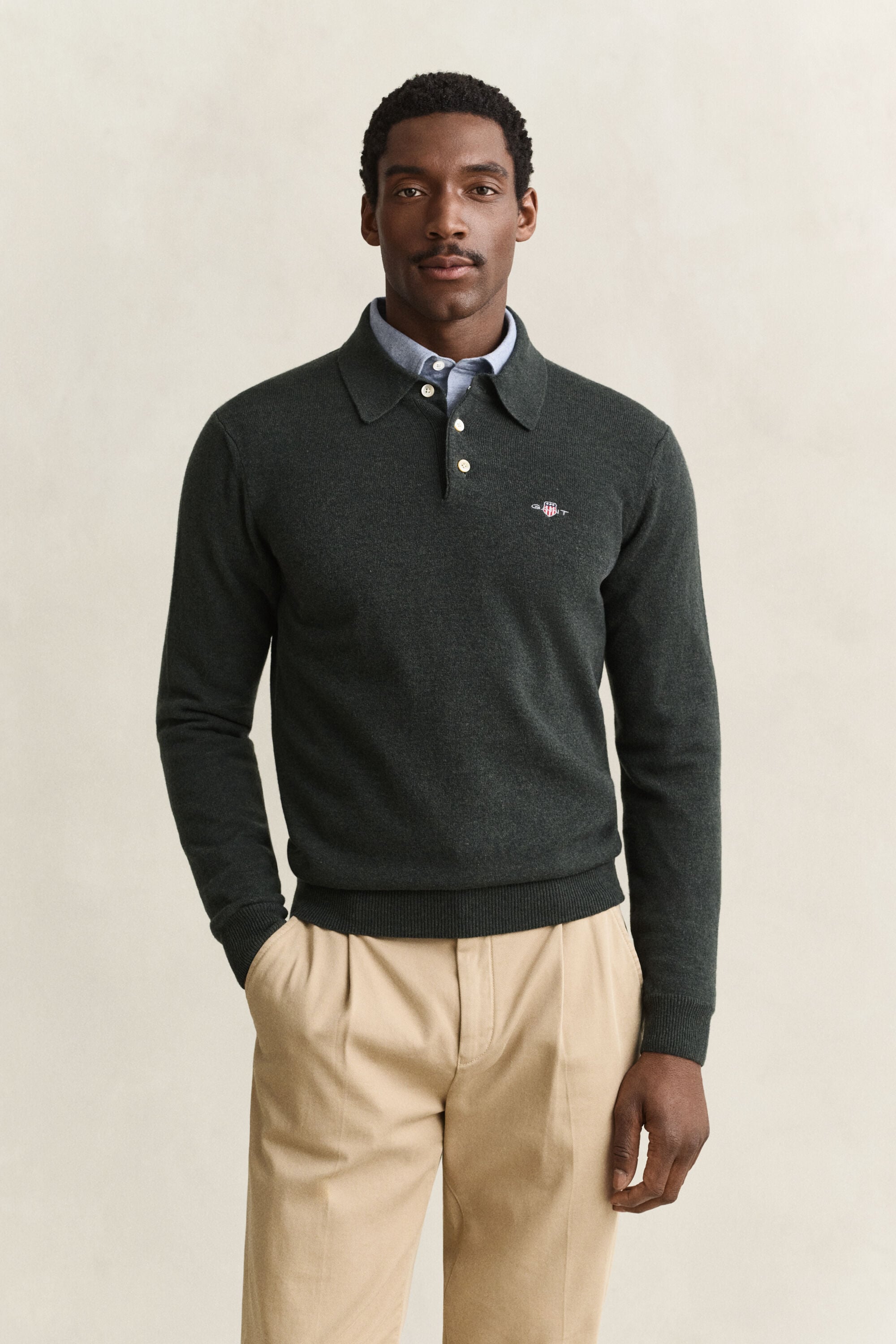 Polosweater af ekstra fin lammeuld