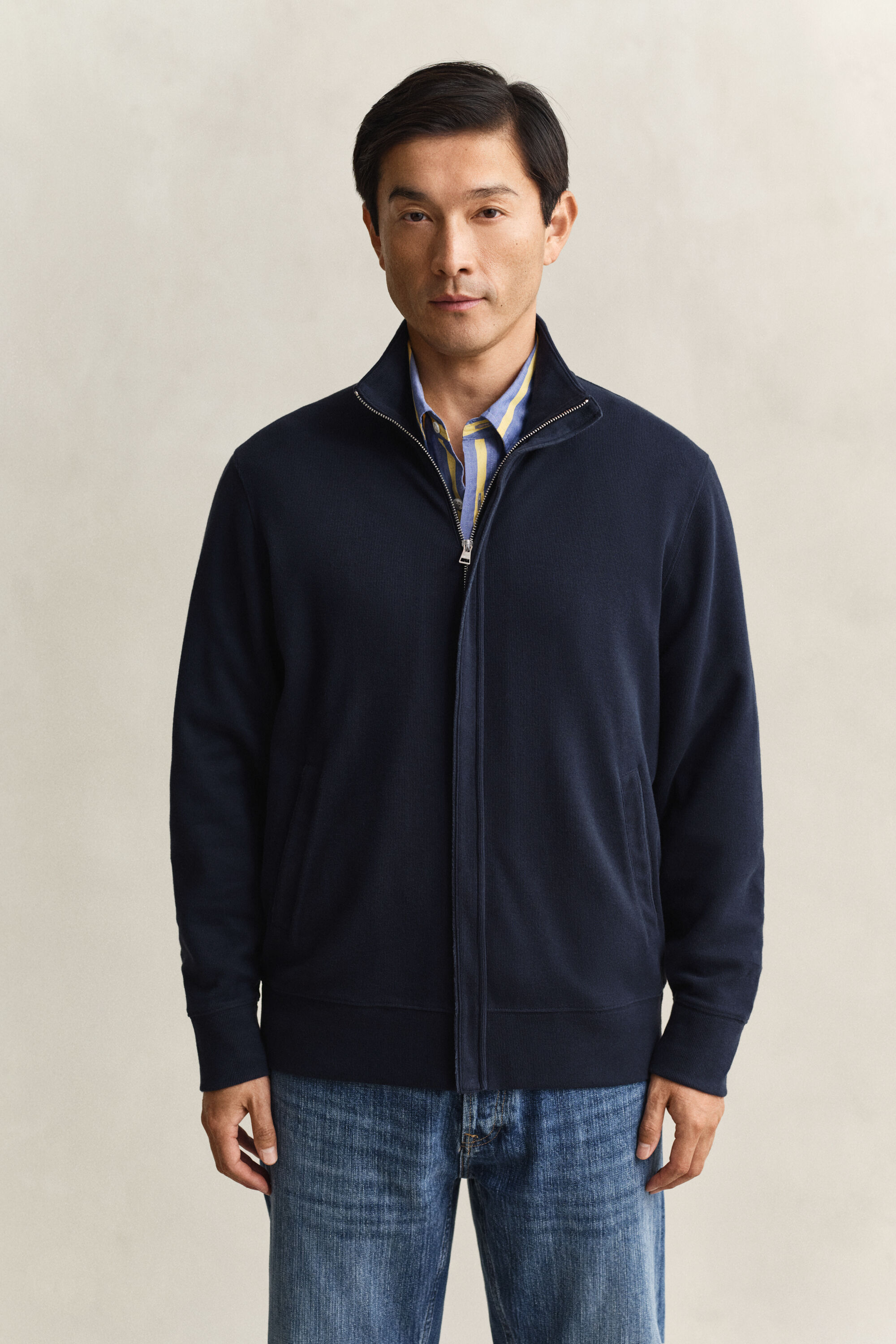 Sacker rib sweatshirt med lynlås