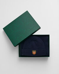 Gavesæt med beanie og halstørklæde i uld med mærke