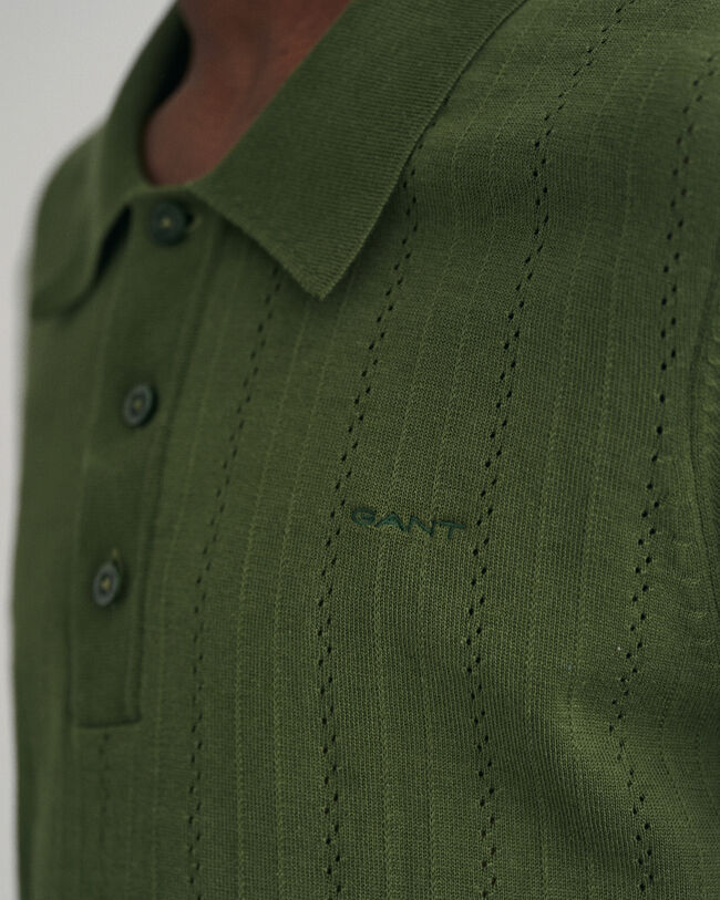 Pointelle Textured polosweater