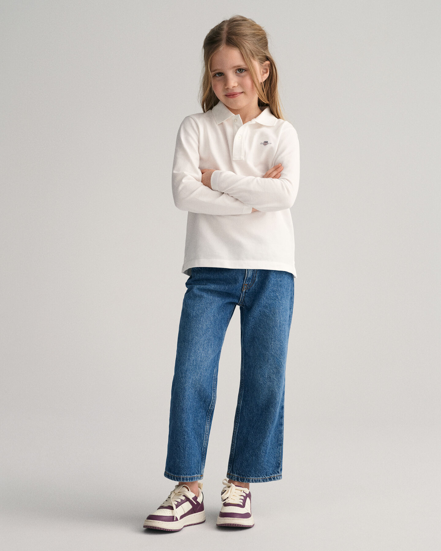 Kids Shield lang&aelig;rmet piqu&eacute; poloskjorte