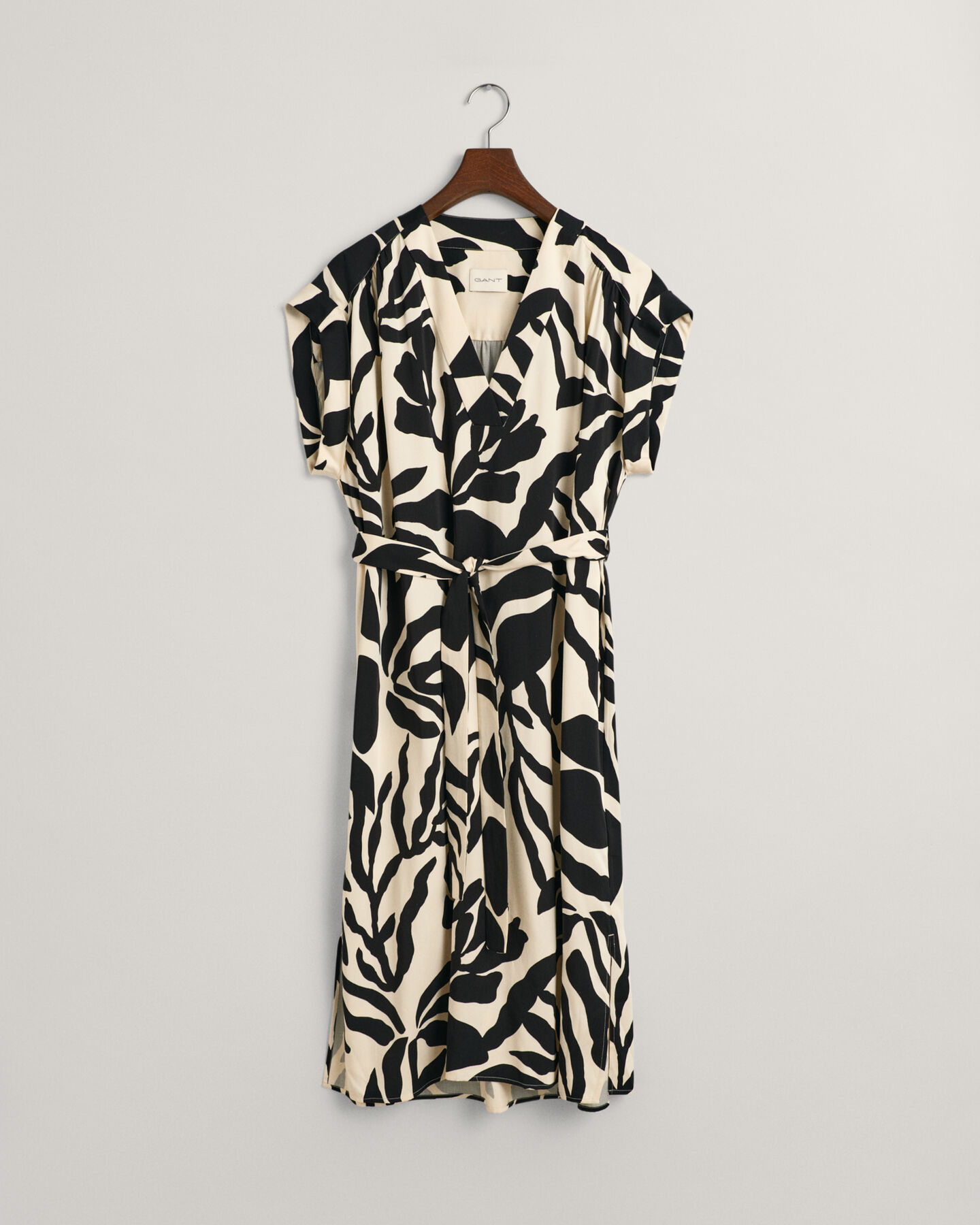 Palm Print kjole med korte ærmer