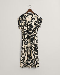 Palm Print kjole med korte ærmer