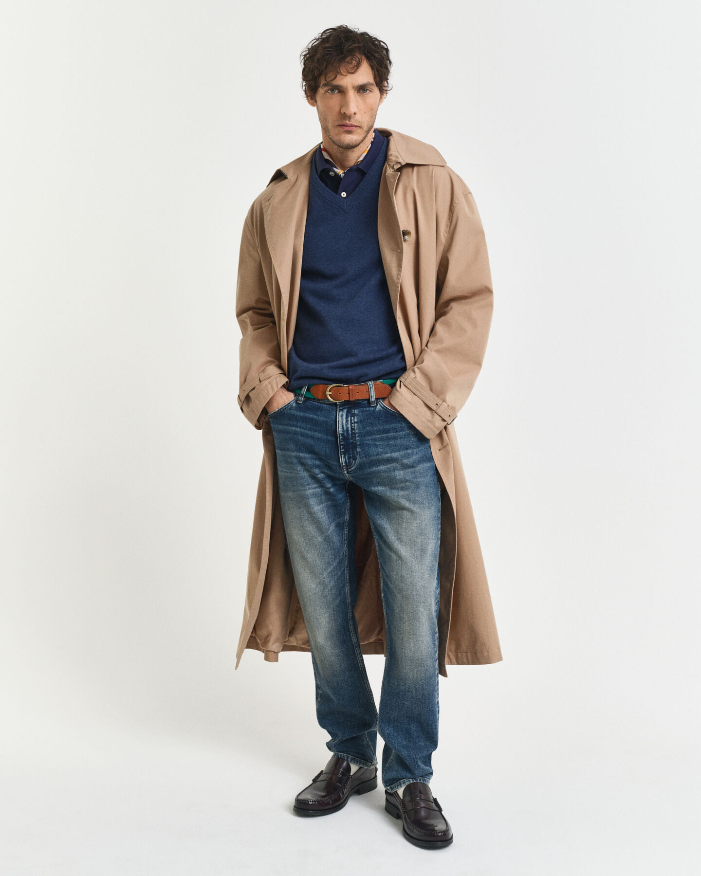 Klassiske sweater i bomuld med V-hals