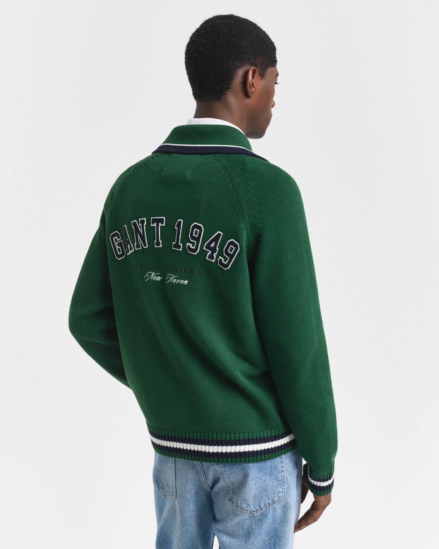 Cardigan med GANT 1949-grafik og lynlås