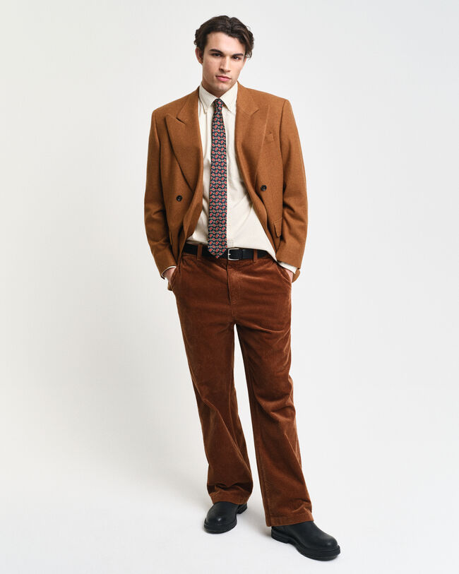 Relaxed fit brede bukser i jernbanefløjl