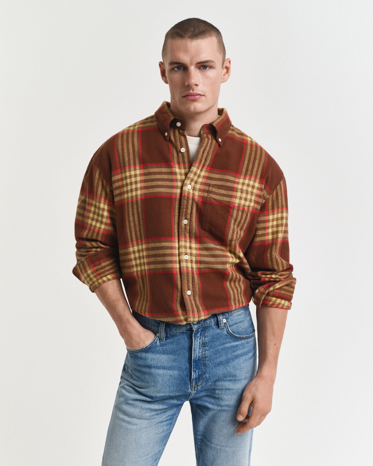 Oversized flannelskjorte i twill