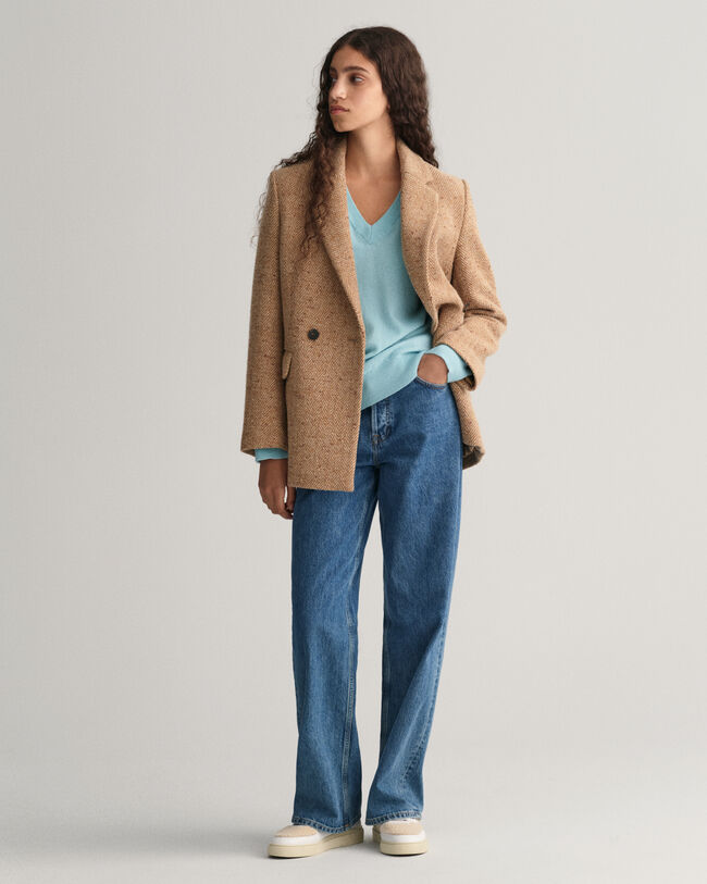 Sweater med V-hals af ekstra fin lammeuld